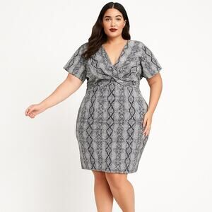 Symphony 2X Reptile Print Knot-Front Bodycon Dress‎